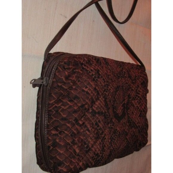 Bottega Veneta Vintage Crossbody Reptile Print Fabric In Browns - Picture 9 of 12